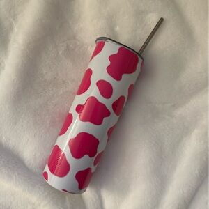 Pink and White Cow Print Tumbler
